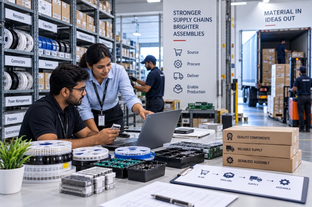 Supply chain managers managing electronics component inventory and procurement