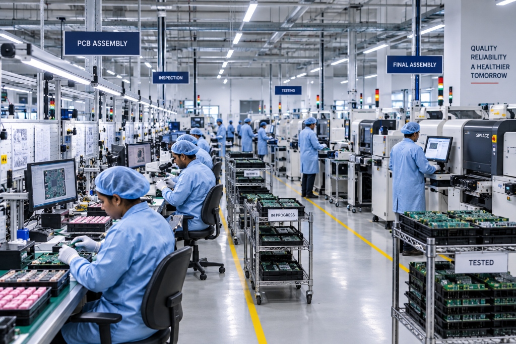 High-tech SMT electronics manufacturing assembly floor